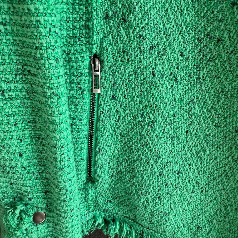 Nic + Zoe Michaela Fringe Mix Knit Open Front Jacket Women's Size XL Green - Picture 3 of 11